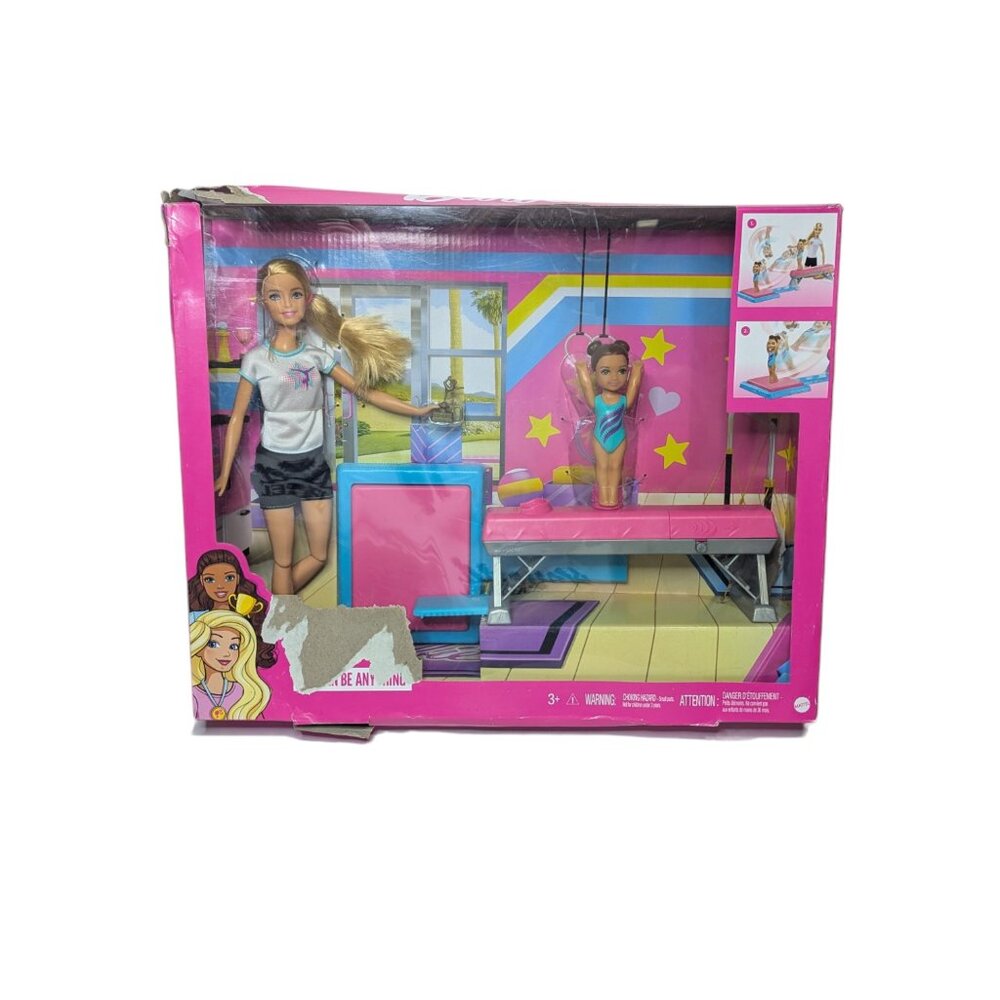 Barbie Gymnastic Dolls & Accessories, Flippin' Fun Gymnast Playset - Damaged Box